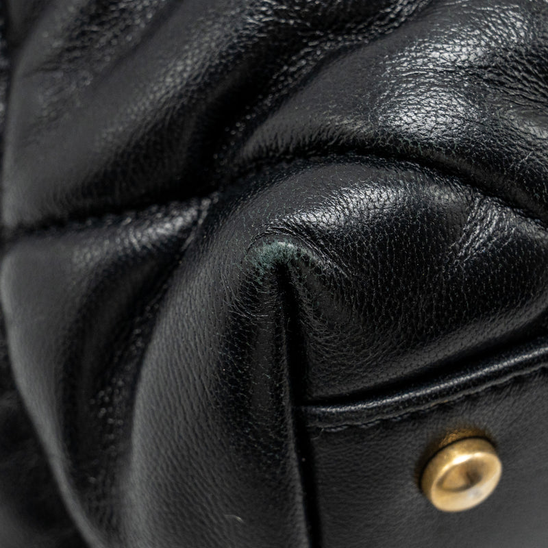 Chanel New York Bowling Bag Quilted Lambskin Black GHW