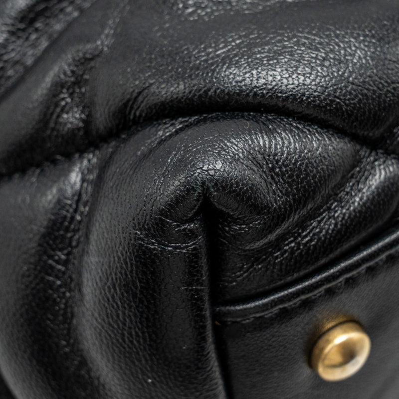 Chanel New York Bowling Bag Quilted Lambskin Black GHW