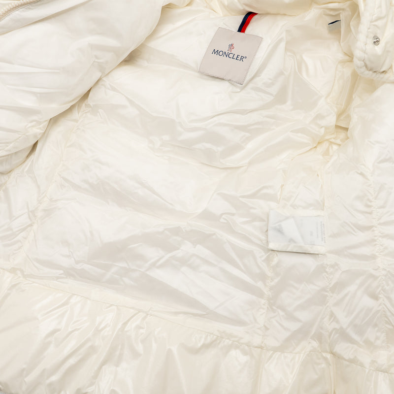 Moncler Size 0 Glareins Braided Trim Hooded Short Down Jacket Polyamide White