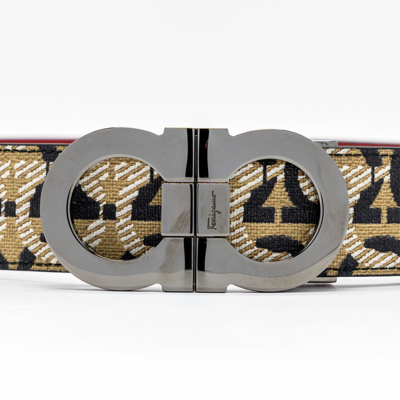 Salvatore Ferragamo Size M adjustable Gancini Belt Calfskin Multicolour Ruthenium Hardware