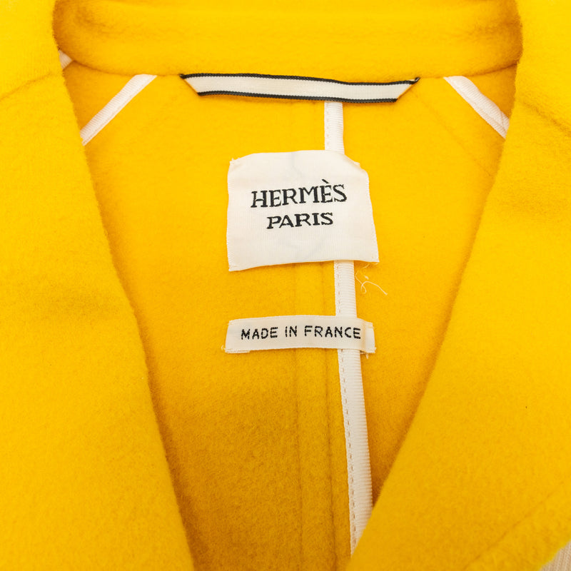 Hermes size 34 classic coat Virgin Wool / Cashmere cream / yellow