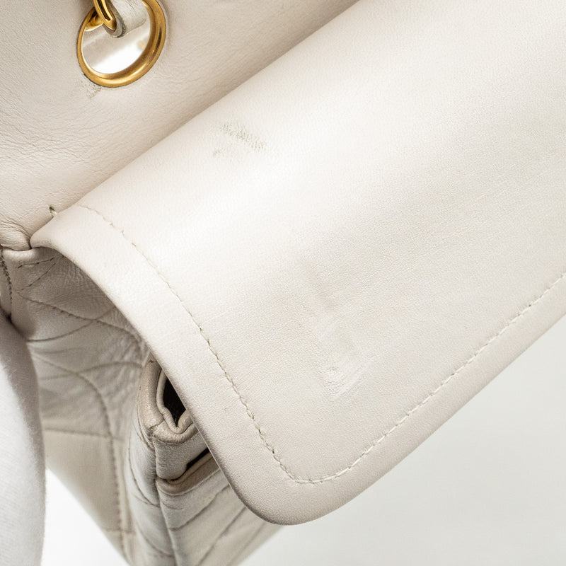 Chanel vintage Medium Classic Double Flap Bag Lambskin White GHW