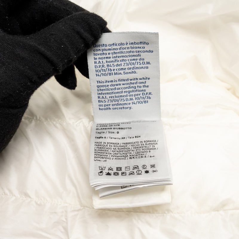 Moncler Size 0 Glareins Braided Trim Hooded Short Down Jacket Polyamide White