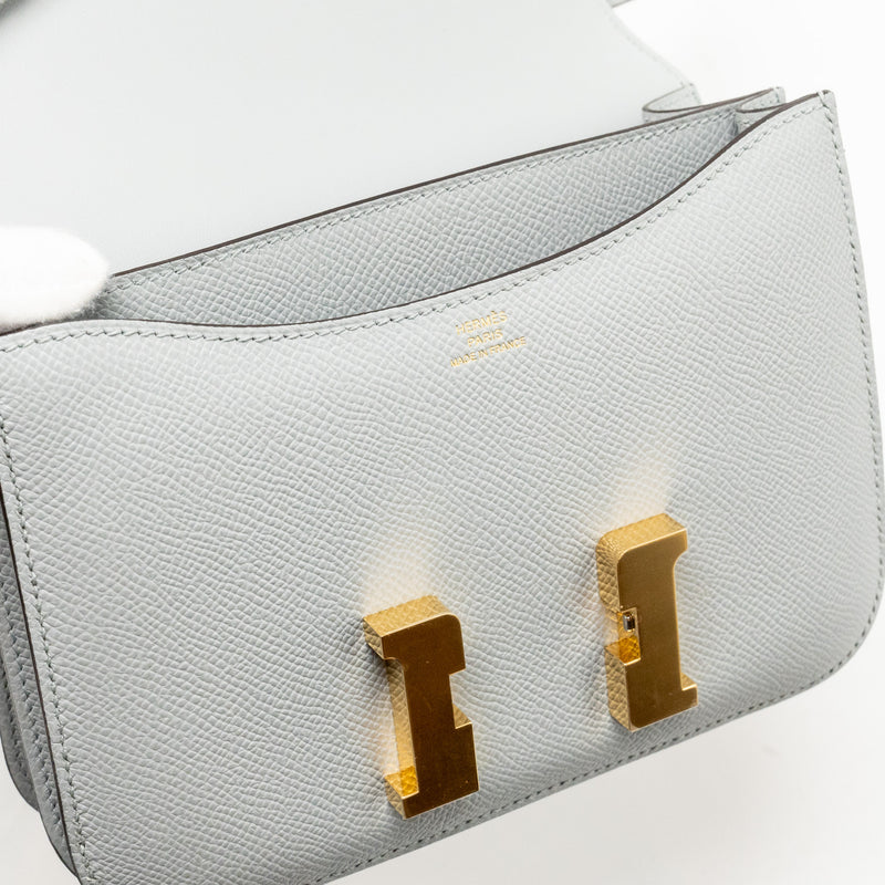 Hermes Mini Constance Epsom 8U Bleu Glacier GHW Stamp W