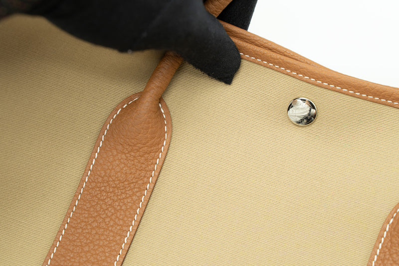 Hermes Garden Party 36 Canvas/Leather Trench/Gold SHW Stamp U