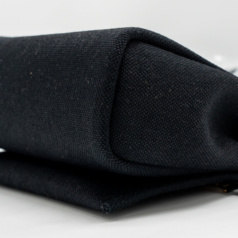 Hermes Herbag Mini Canvas / Hunter Black GHW Stamp W