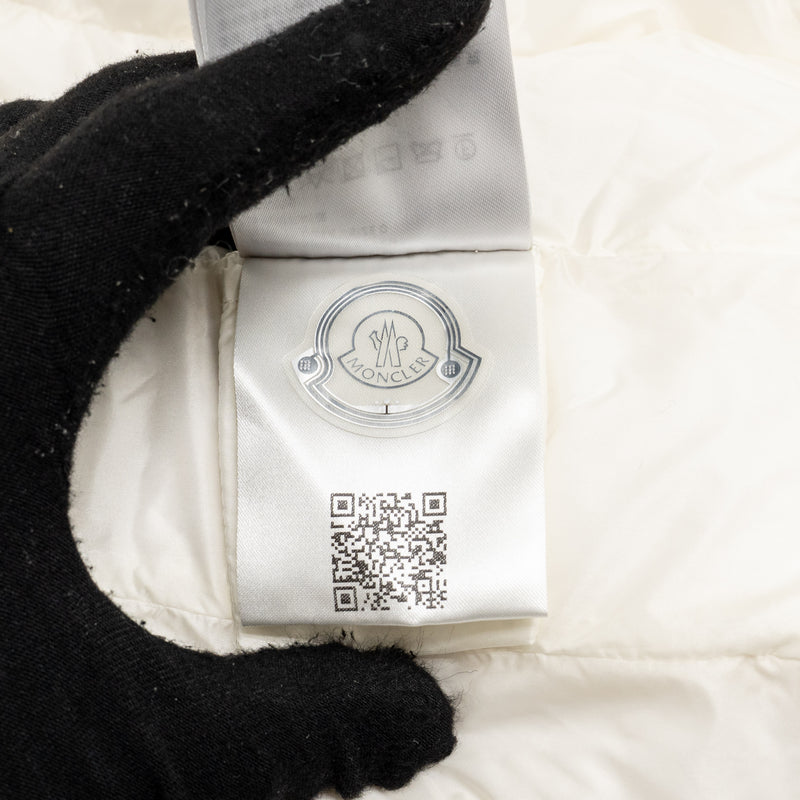 Moncler Size 0 Glareins Braided Trim Hooded Short Down Jacket Polyamide White