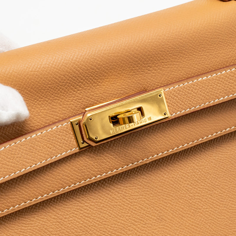 Hermes Kelly 32 Epsom Naturel Sable GHW Stamp Square A
