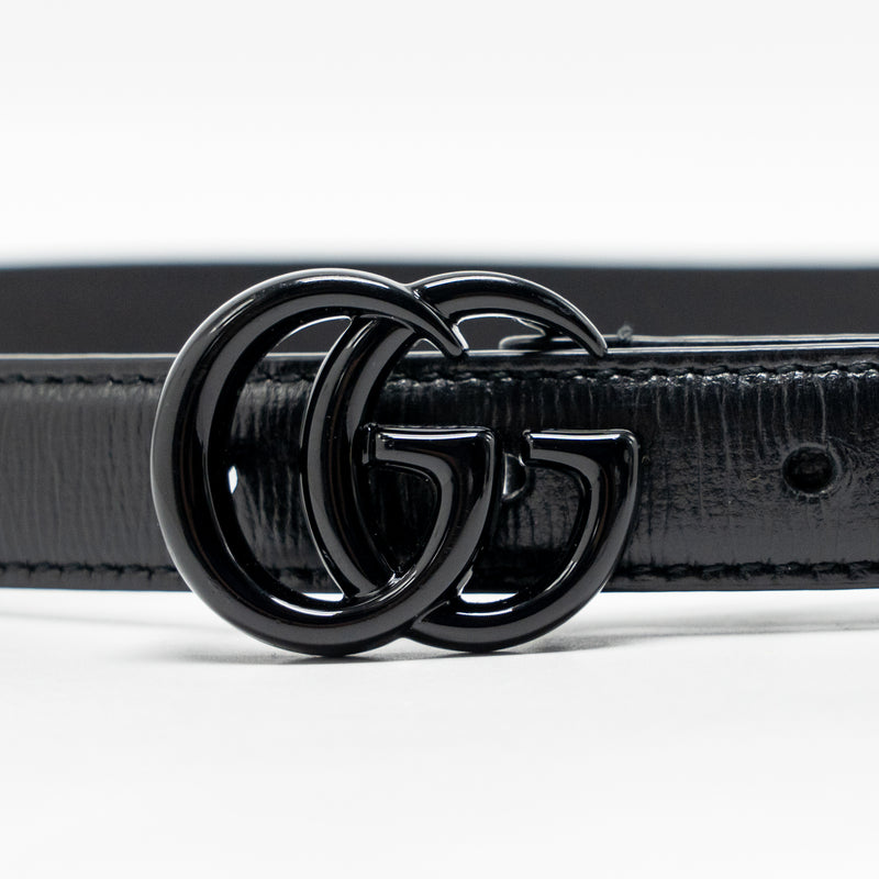 Gucci Size 75 GG Marmont 20MM Thin Belt Black Leather Black Hardware