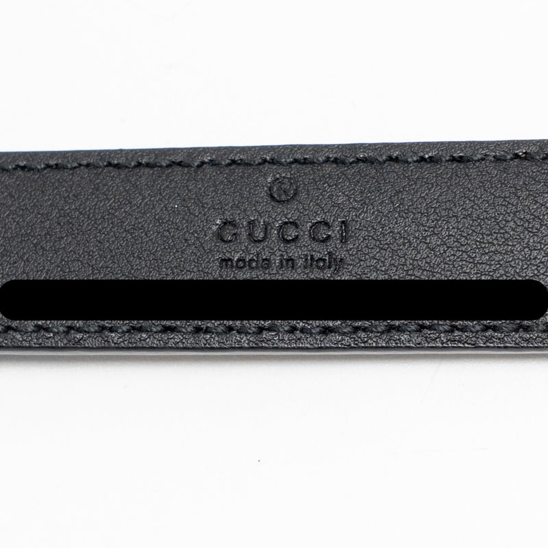 Gucci Size 75 GG Marmont 20MM Thin Belt Black Leather Black Hardware