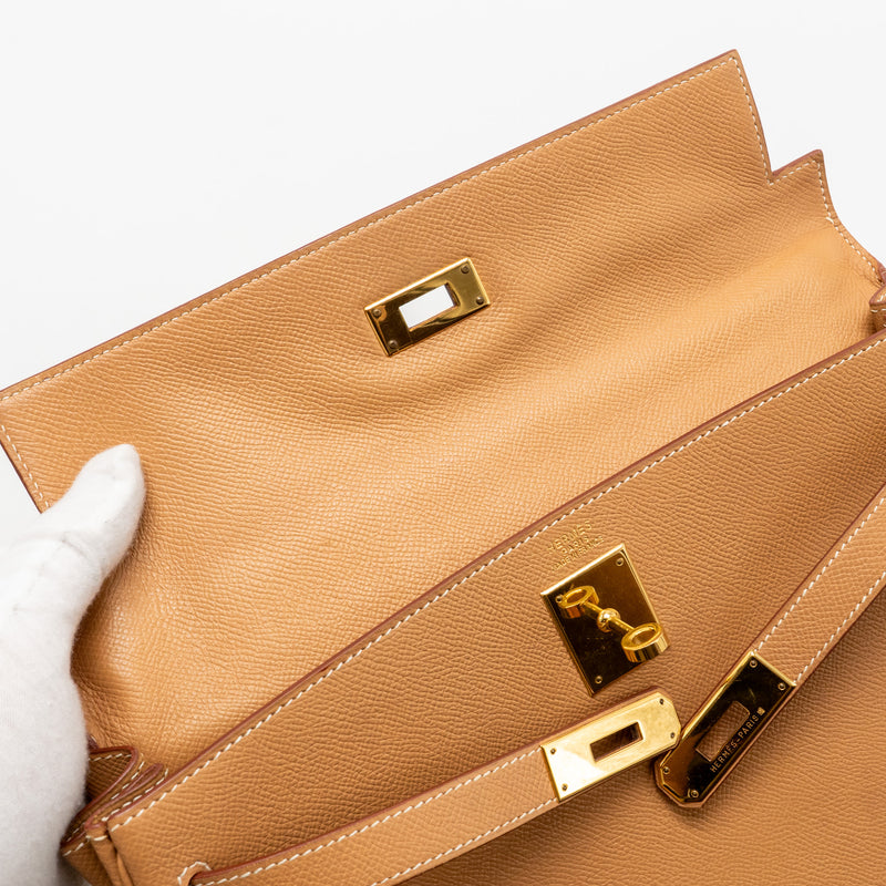 Hermes Kelly 32 Epsom Naturel Sable GHW Stamp Square A