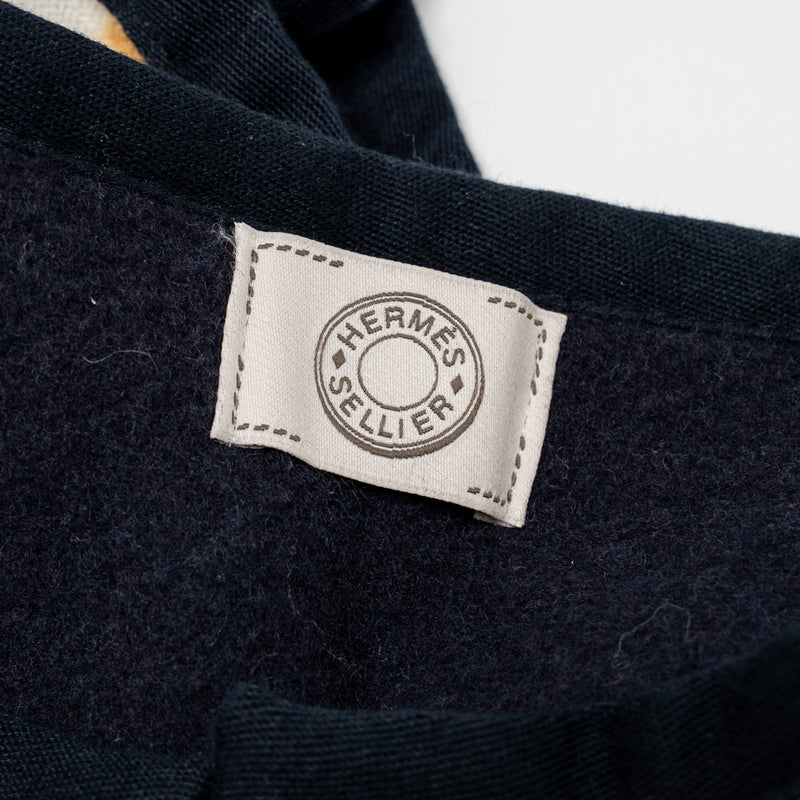 Hermes Reversible Camail Poncho Merino Wool/Cashmere Navy/Camail