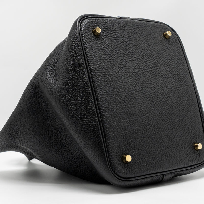 Hermes Picotin 22 Clemence Black GHW Stamp Z