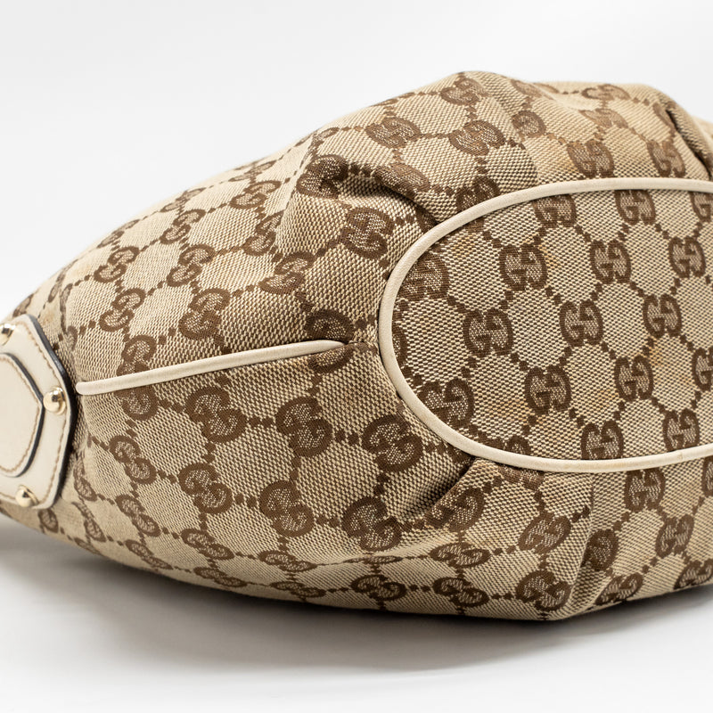 Gucci Pelham Hobo Bag GG Canvas / Leather Beige/White LGHW