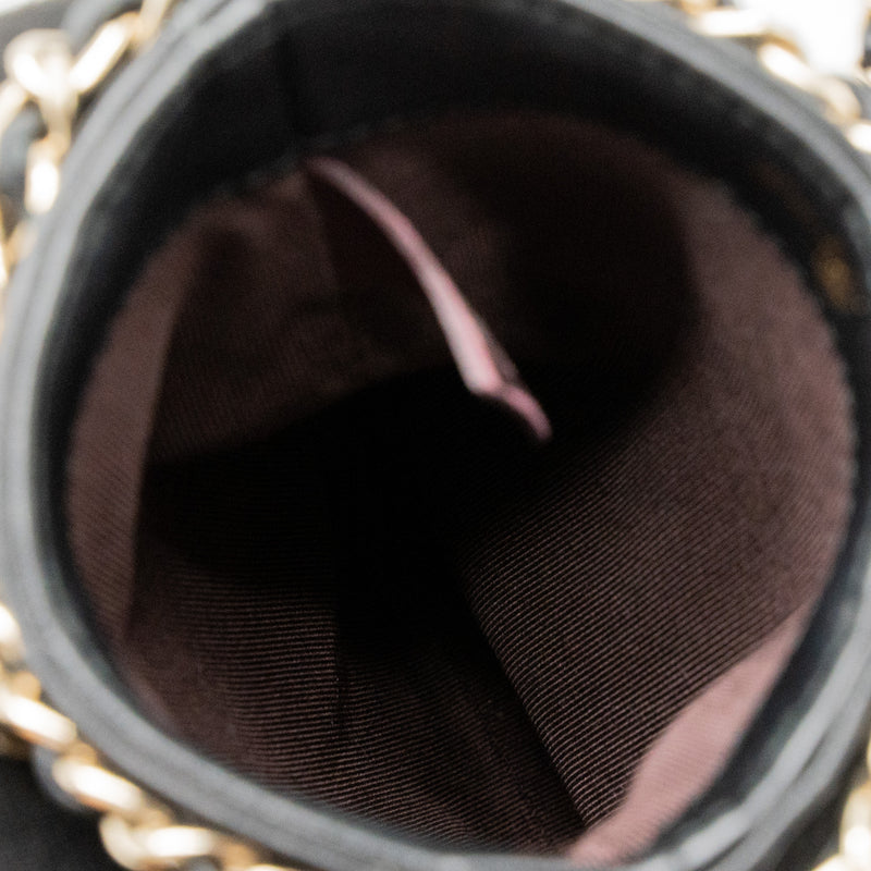 Chanel Gold Cluth O Chain Vertical Phone Holder Lambskin Black GHW