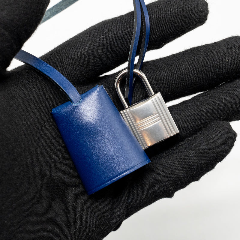 Hermes Herbag 31 zip bag canvas/leather black/blue saphir SHW stamp U