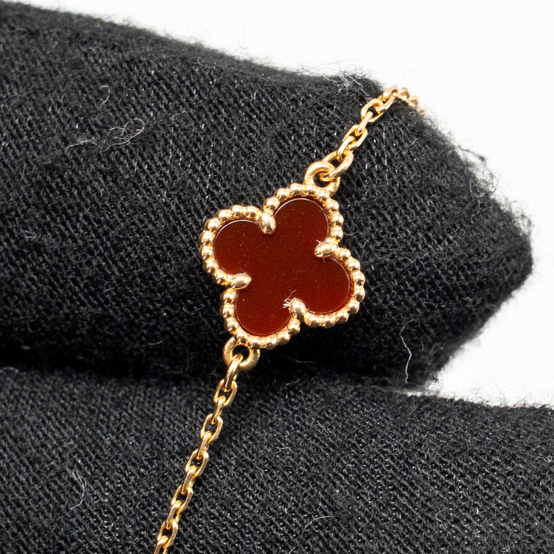 Van Cleef and Arpels Sweet Alhambra Bracelet 18k Rose Gold/Carnelian