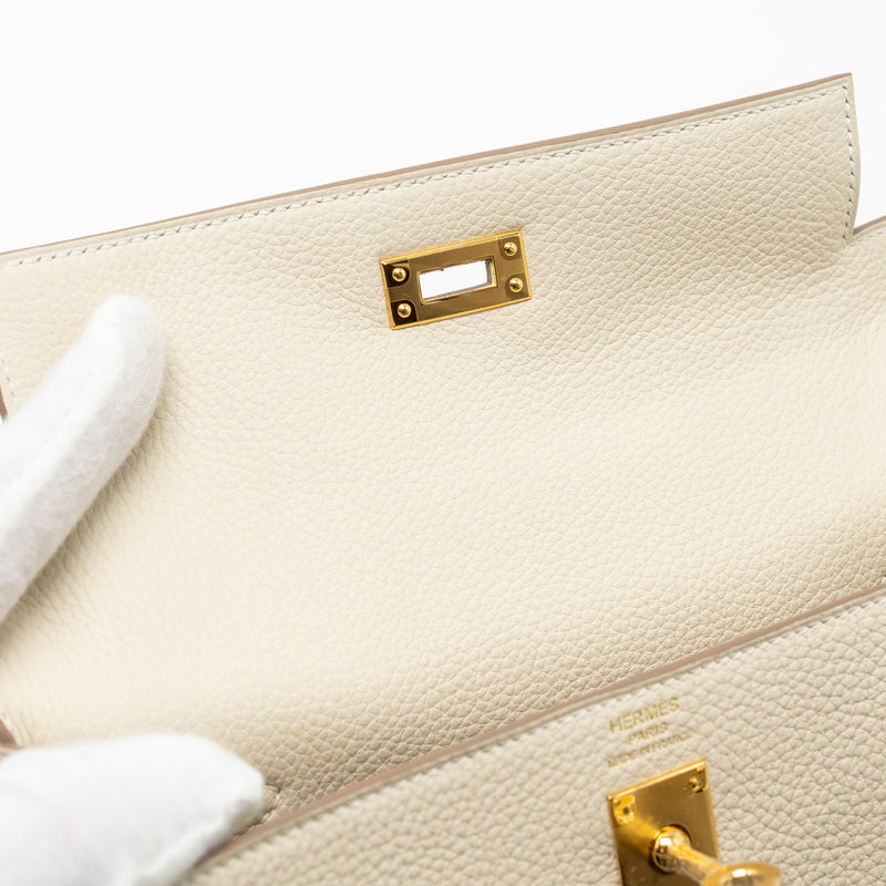 Hermes Kelly 25 Togo Craie GHW Stamp W