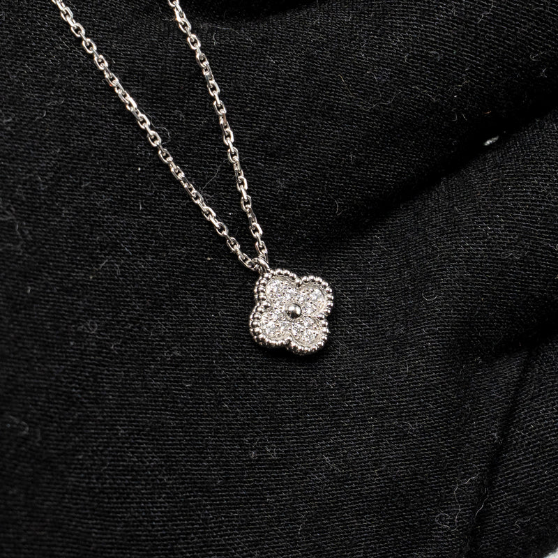 Van Cleef& Arpels Sweet Alhambra Pendant White Gold Diamonds