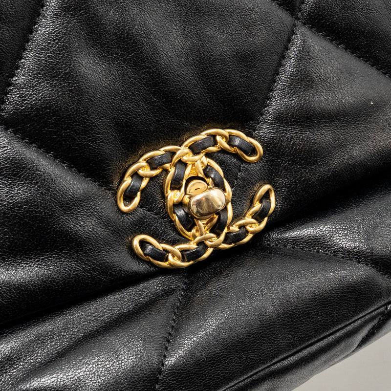Chanel Small 19 Bag Shiny Lambskin Black Multicolour Hardware