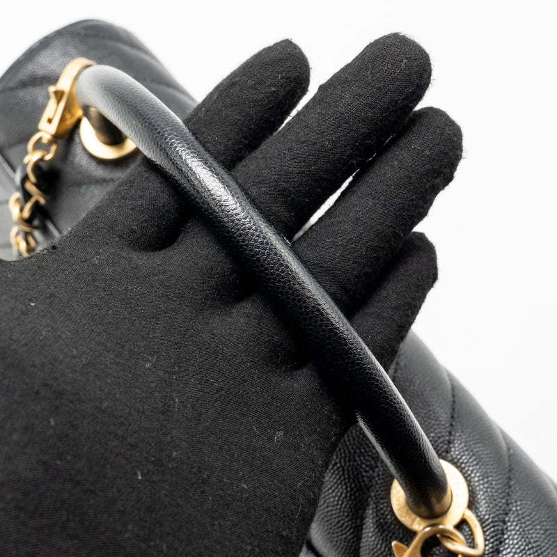 Chanel Medium Chevron Coco handle caviar black GHW