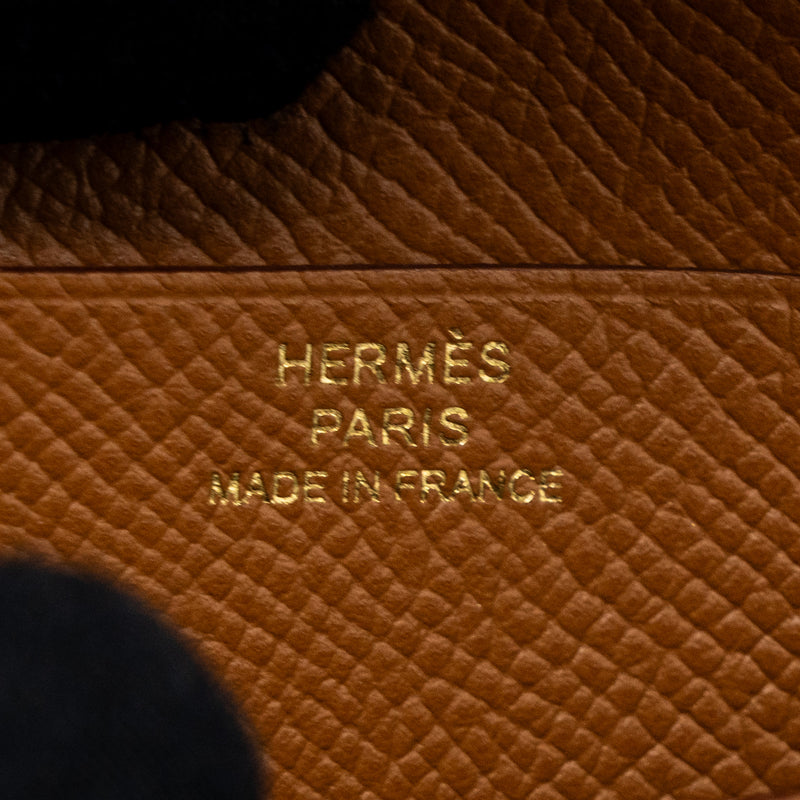 Hermes Bearn Compact Wallet Epsom Gold GHW Stamp Z