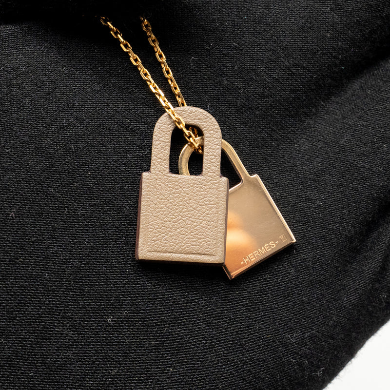 Hermes O’kelly Pendant, Small Model Swift Etoupe RGHW Stamp Y
