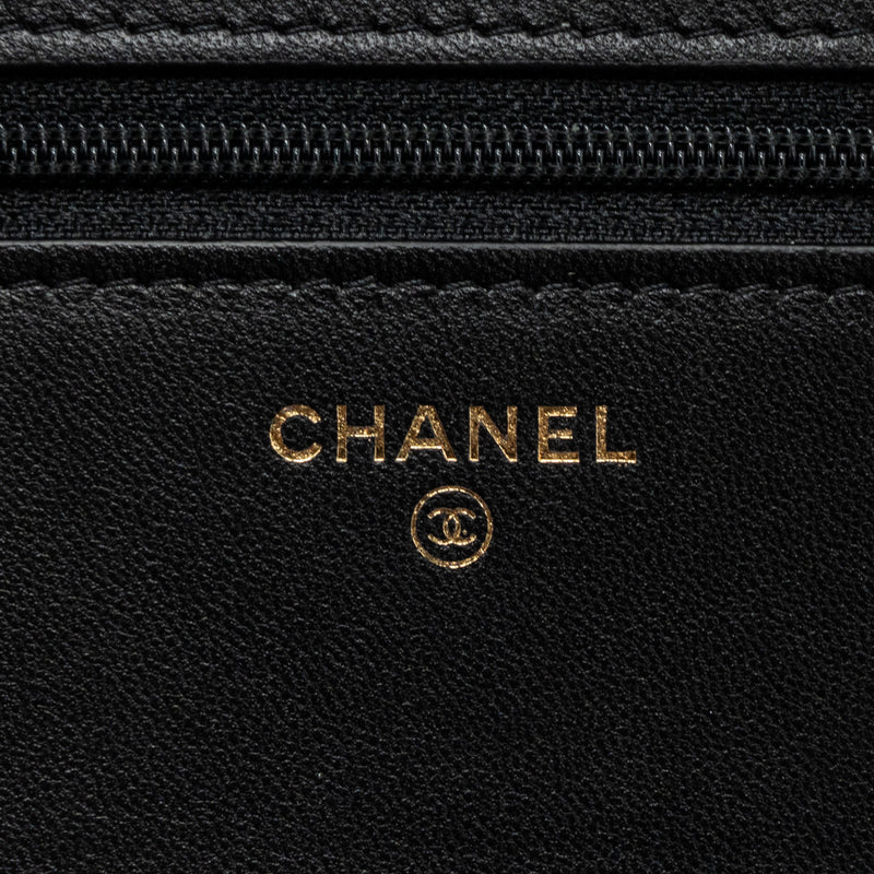 Chanel Boy Wallet On Chain Lambskin Black GHW(Microchip)