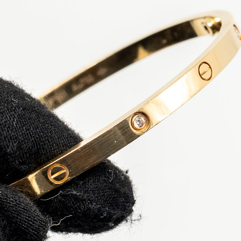 Cartier size 16 love bracelet small model yellow gold 6 diamonds