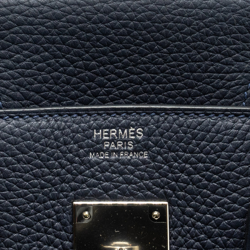 Hermes Birkin 30 Clemence Blue Nuit/ Rose Pourpre SHW Stamp A