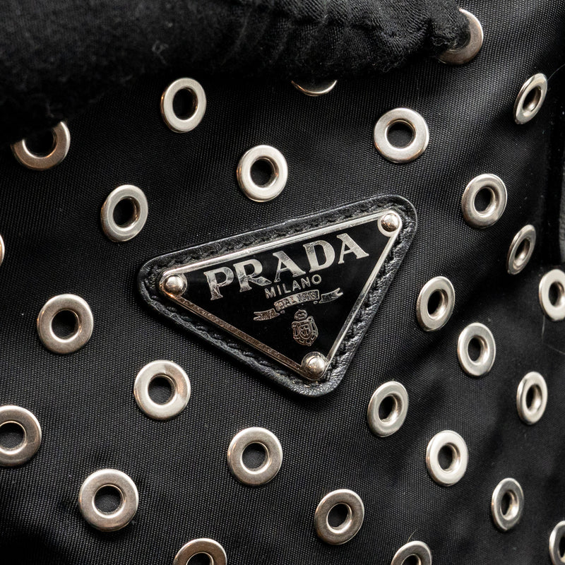 Prada shoulder bag lambskin / fabric black SHW