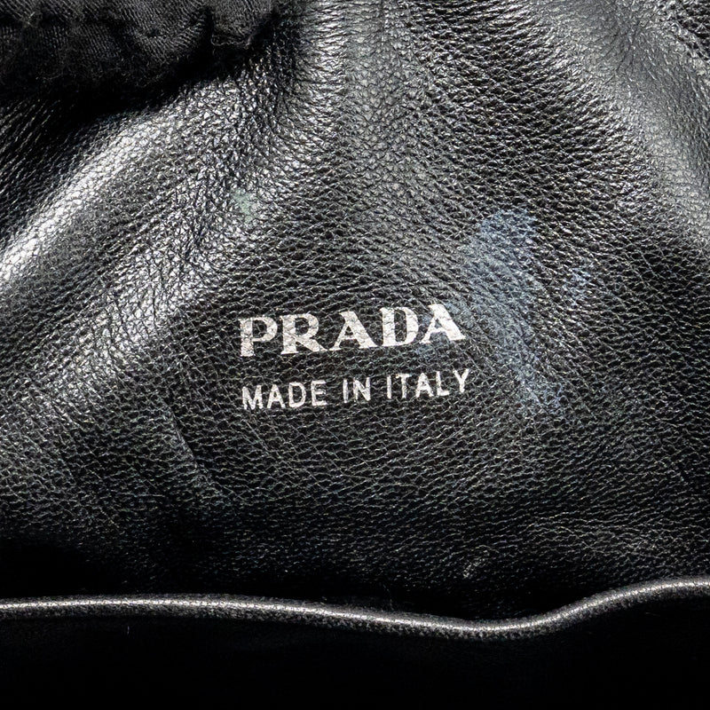 Prada shoulder bag lambskin / fabric black SHW