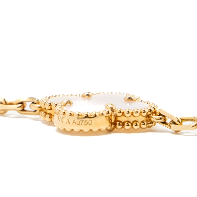 Van Cleef and Arpels Vintage Alhambra Bracelet, 5 Motif mother of pearl yellow gold