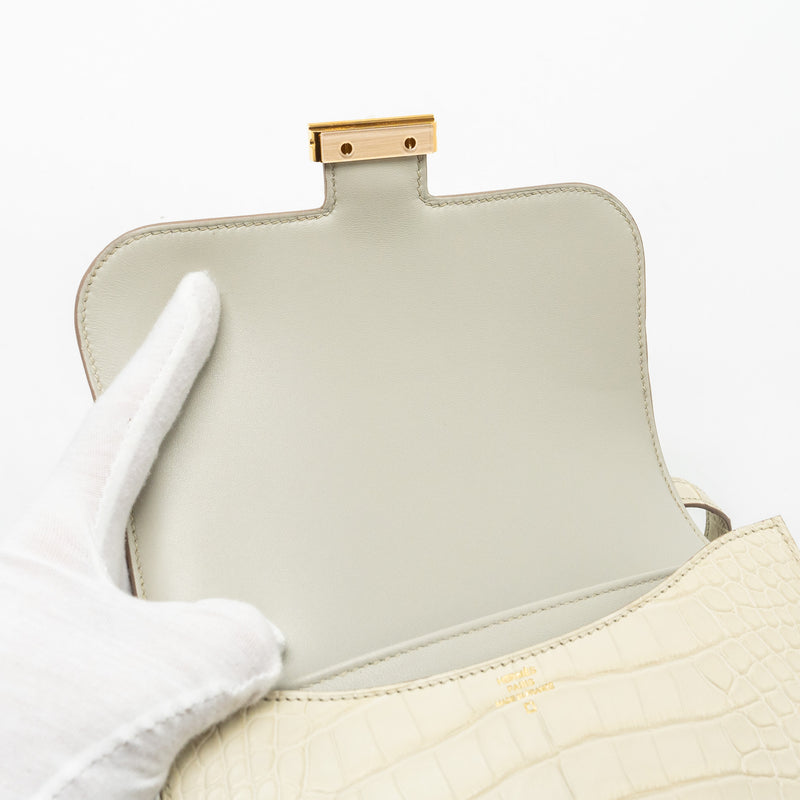 Hermes Mini Constance alligator mississippiensis Mat Beton GHW stamp Z