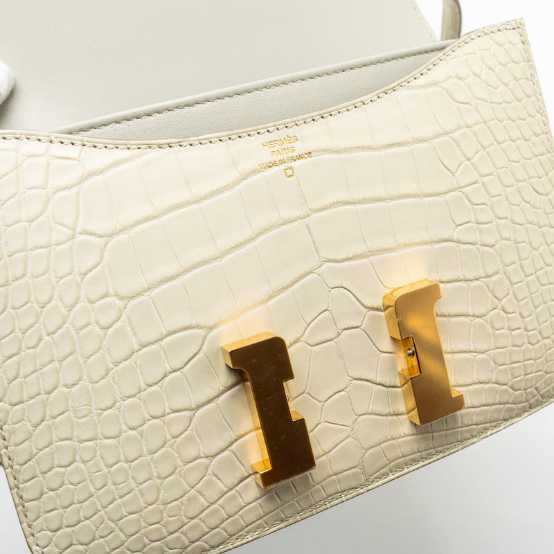 Hermes Mini Constance alligator mississippiensis Mat Beton GHW stamp Z
