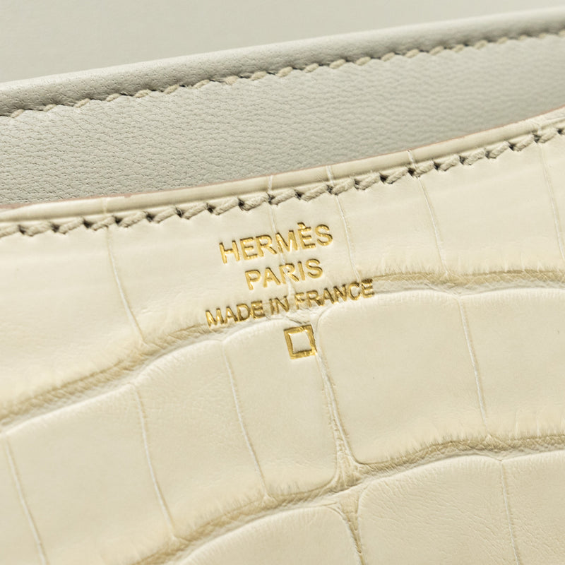 Hermes Mini Constance alligator mississippiensis Mat Beton GHW stamp Z