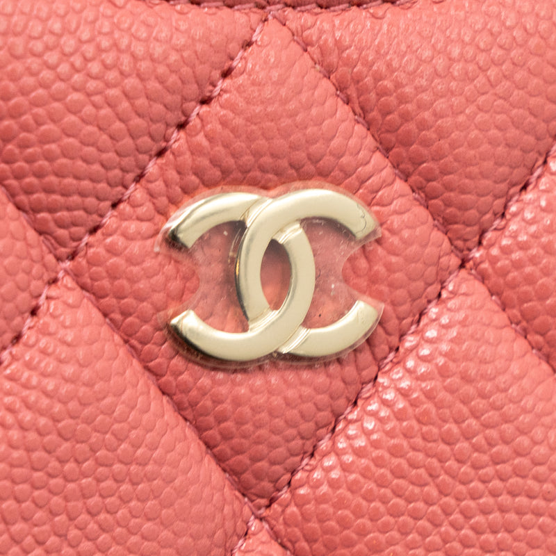 Chanel Phone Card Holder Caviar Pink LGHW