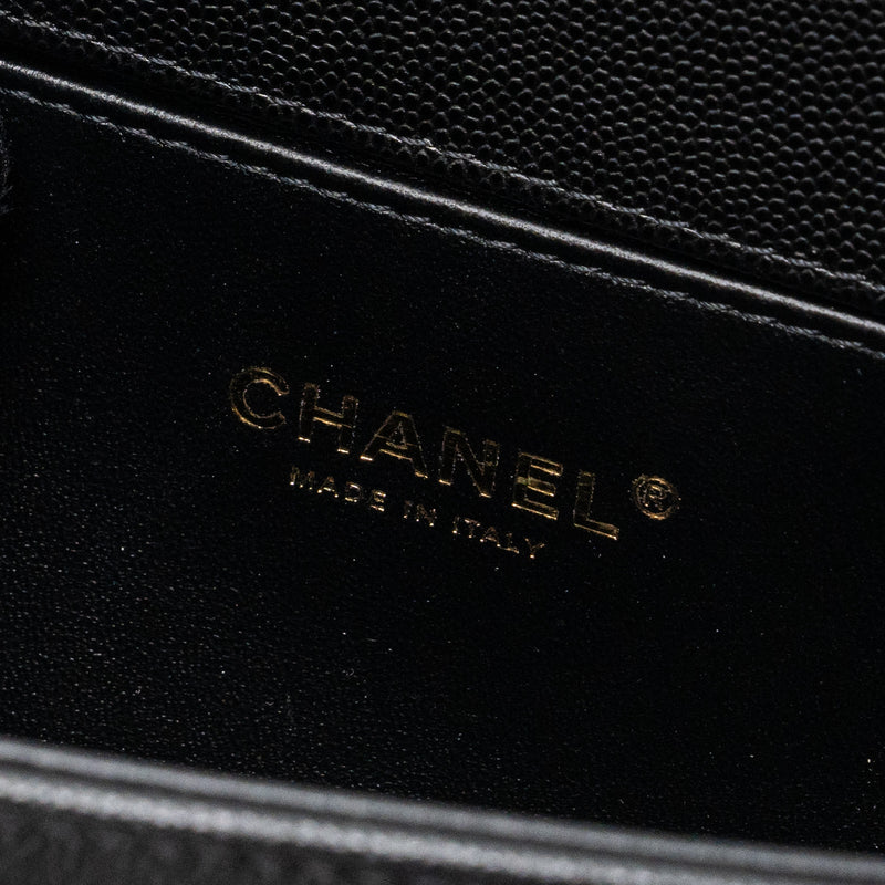 Chanel Medium Classic Boy Bag Caviar Black Brushed GHW (microchip)