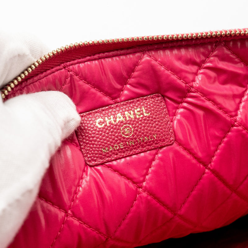 Chanel Large Boy O Case Zip Pouch Caviar Pink LGHW