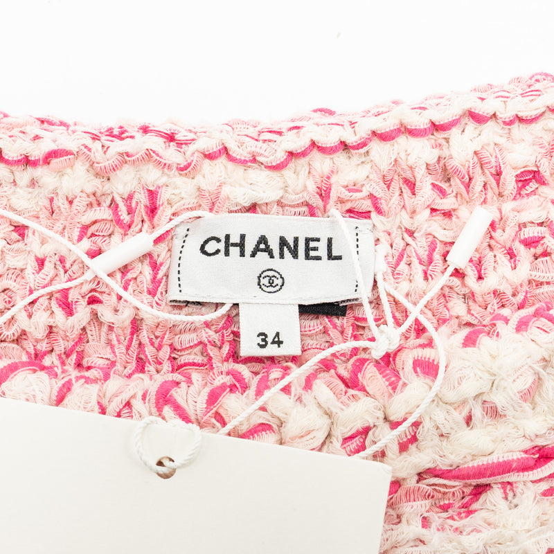 Chanel 24P size 34 sweater and skirts suit cotton pink/ Ecru
