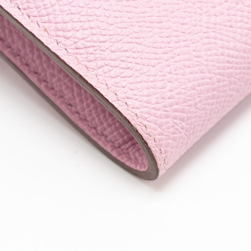 Hermes Kelly Long Wallet Epsom Mauve Sylvestre / Jaune Citron SHW Stamp D