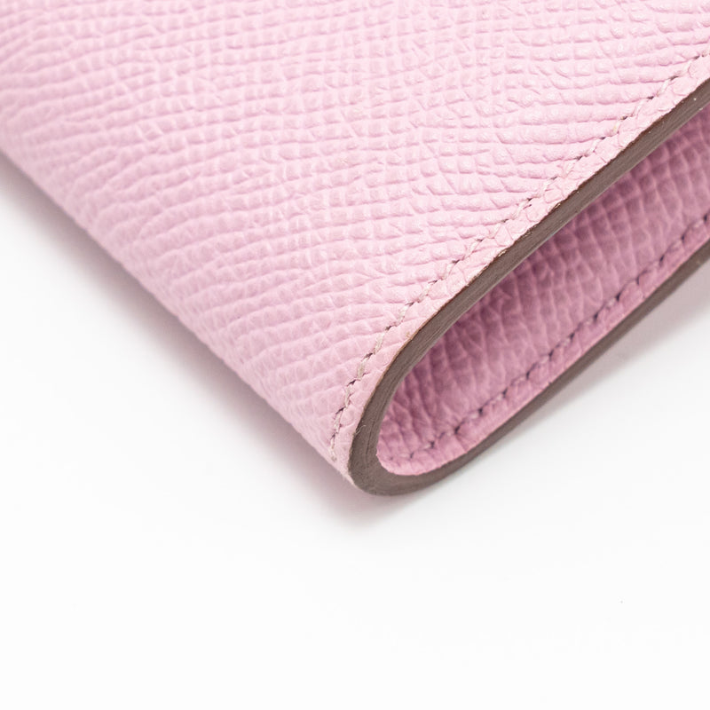 Hermes Kelly Long Wallet Epsom Mauve Sylvestre / Jaune Citron SHW Stamp D