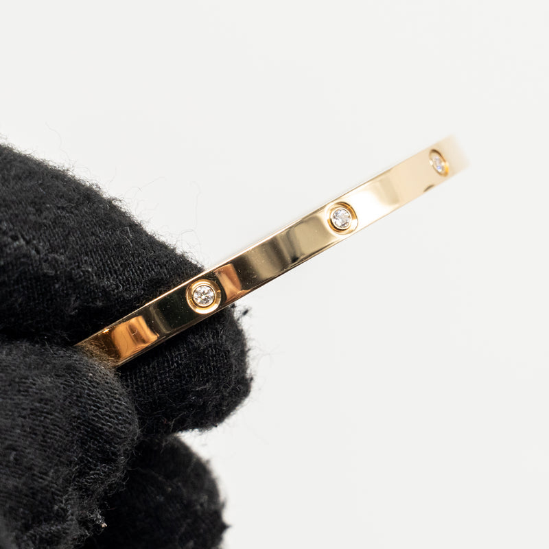 Cartier Size 17 Love Bracelet, Yellow Gold Small Model 10 Diamonds