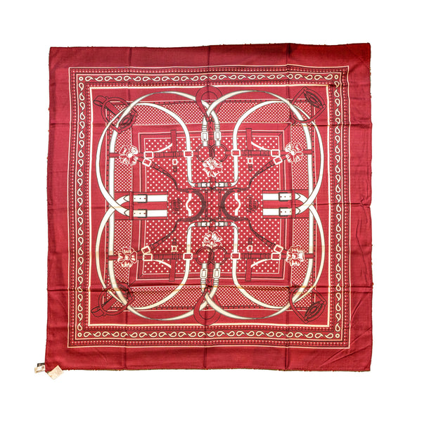 Hermes 140cm Grand Manege Bandana Love Cashmere/Silk Bordeaux Shawl/Scarf