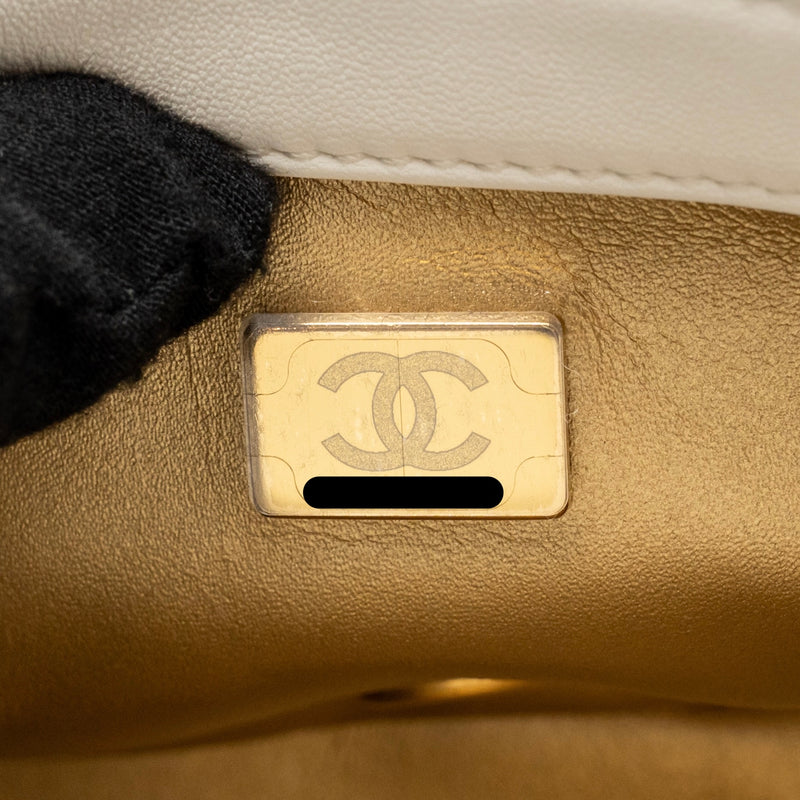 Chanel Pearl Crush Mini Square Flap Bag Lambskin White GHW (Microchip)