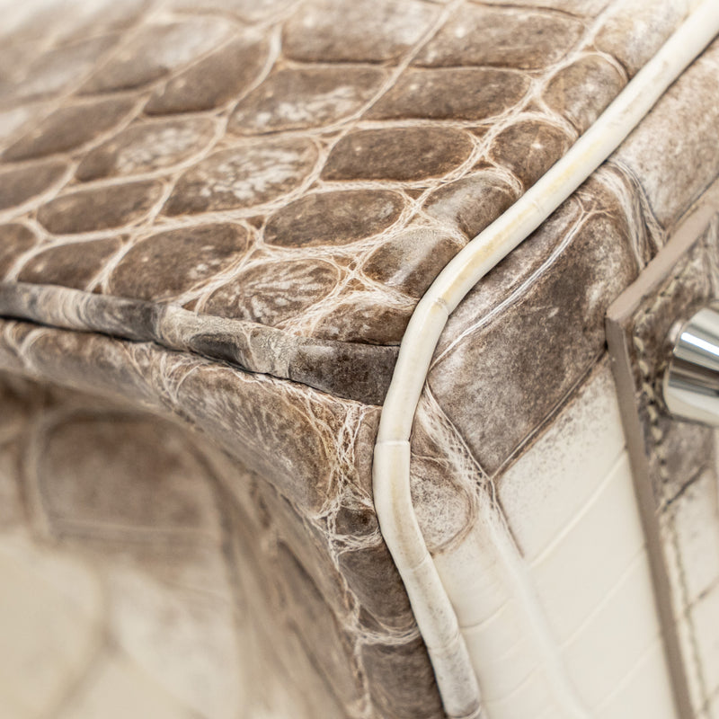 Hermes Birkin 25 Crocodile Niloticus Himalaya 01 Blanc SHW Stamp Y
