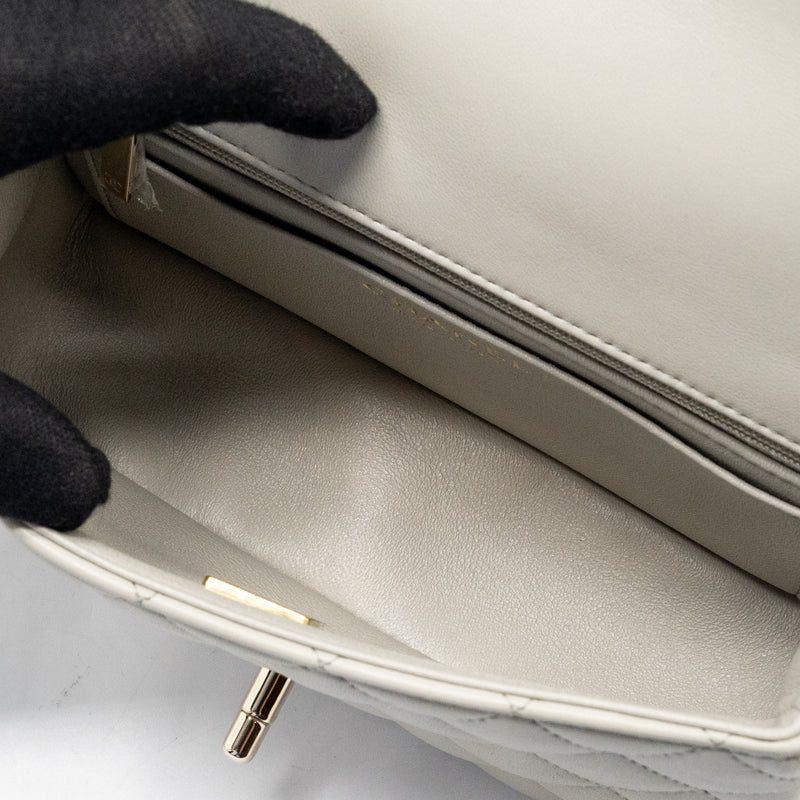 Chanel 22C mini rectangular flap bag lambskin grey LGHW (microchip)