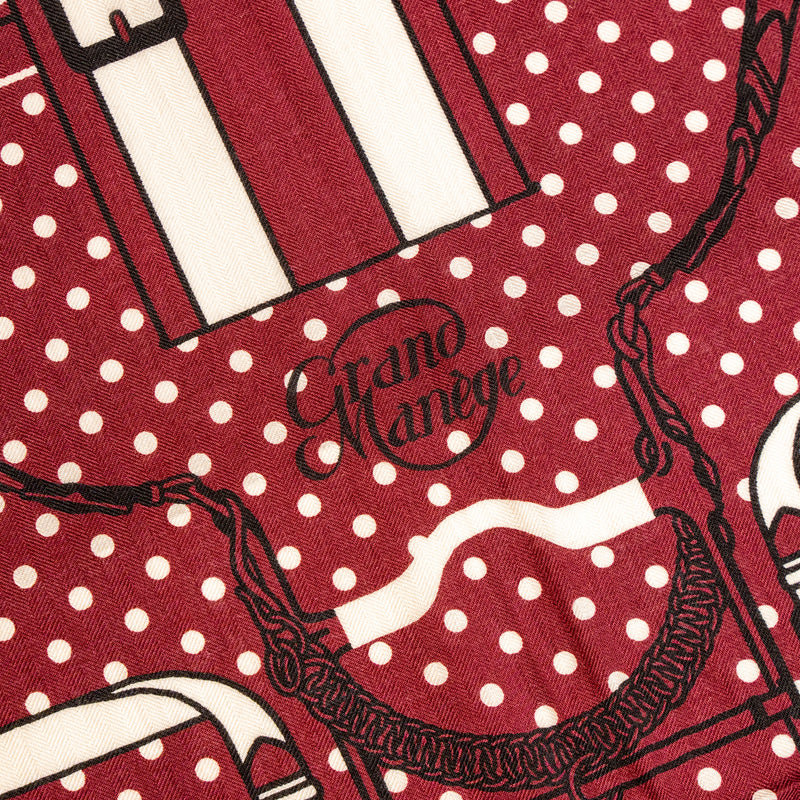 Hermes 140cm Grand Manege Bandana Love Cashmere/Silk Bordeaux Shawl/Scarf