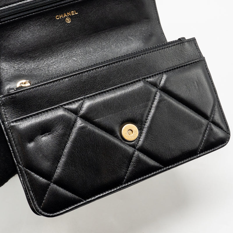 Chanel 19 Wallet on Chain Lambskin Black Multicolour Hardware