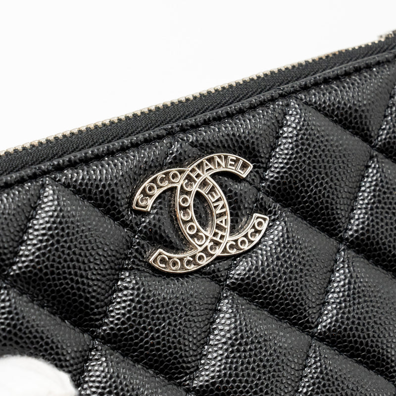 Chanel Detailed CC Small O-Case Pouch Caviar Black SHW (Microchip)